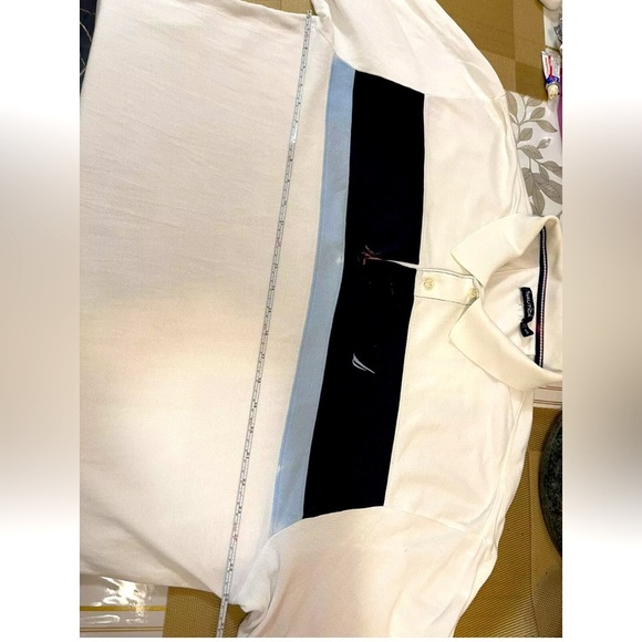 Nautica Mens Polo Shirt Size XXL Striped Logo Collared Rugby White Big And Tall - Picture 6 of 7